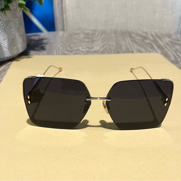 Isabel Marant IM0081/S Smoke Gold Rimless Metal Square 65mm Sunglasses - Picture 3 of 9